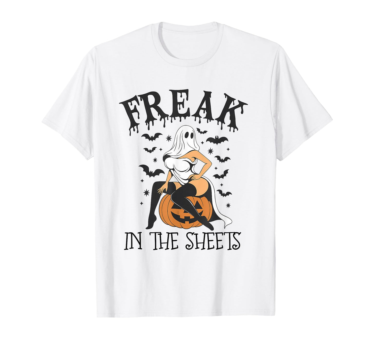 Halloween Freak in The Sheets, Ghost Girl Spooky Season Tee T-Shirt
