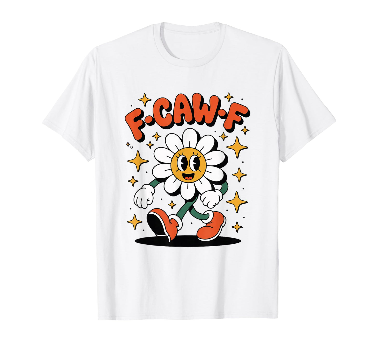 F-Caw-F Red Shoes Daisy Retro Funny Flower Girl T-Shirt