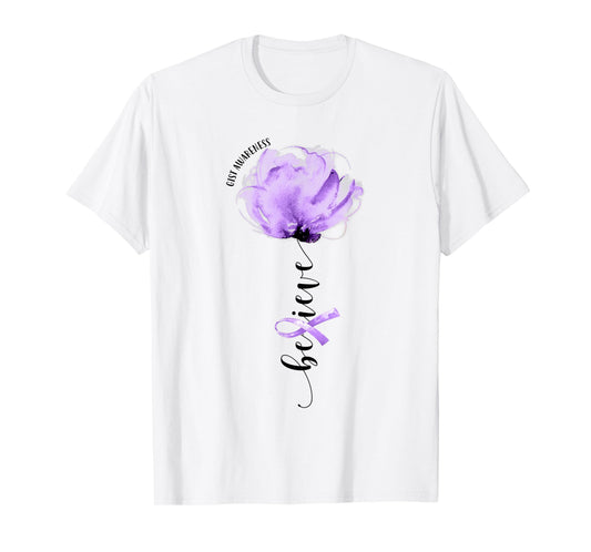 Believe GIST Awareness Purple Ribbon Flower Lovers T-Shirt