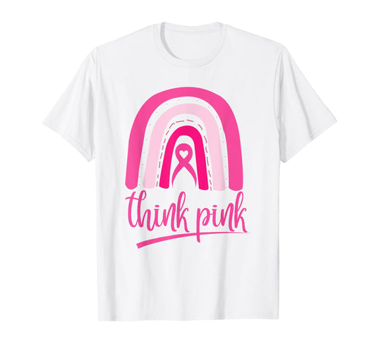 Think Pink Ribbon Rainbow Breast Cancer Awareness Awareness T-Shirt