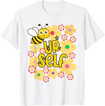Be Yourself Kawaii Bee with Rainbow Flowers T-Shirt
