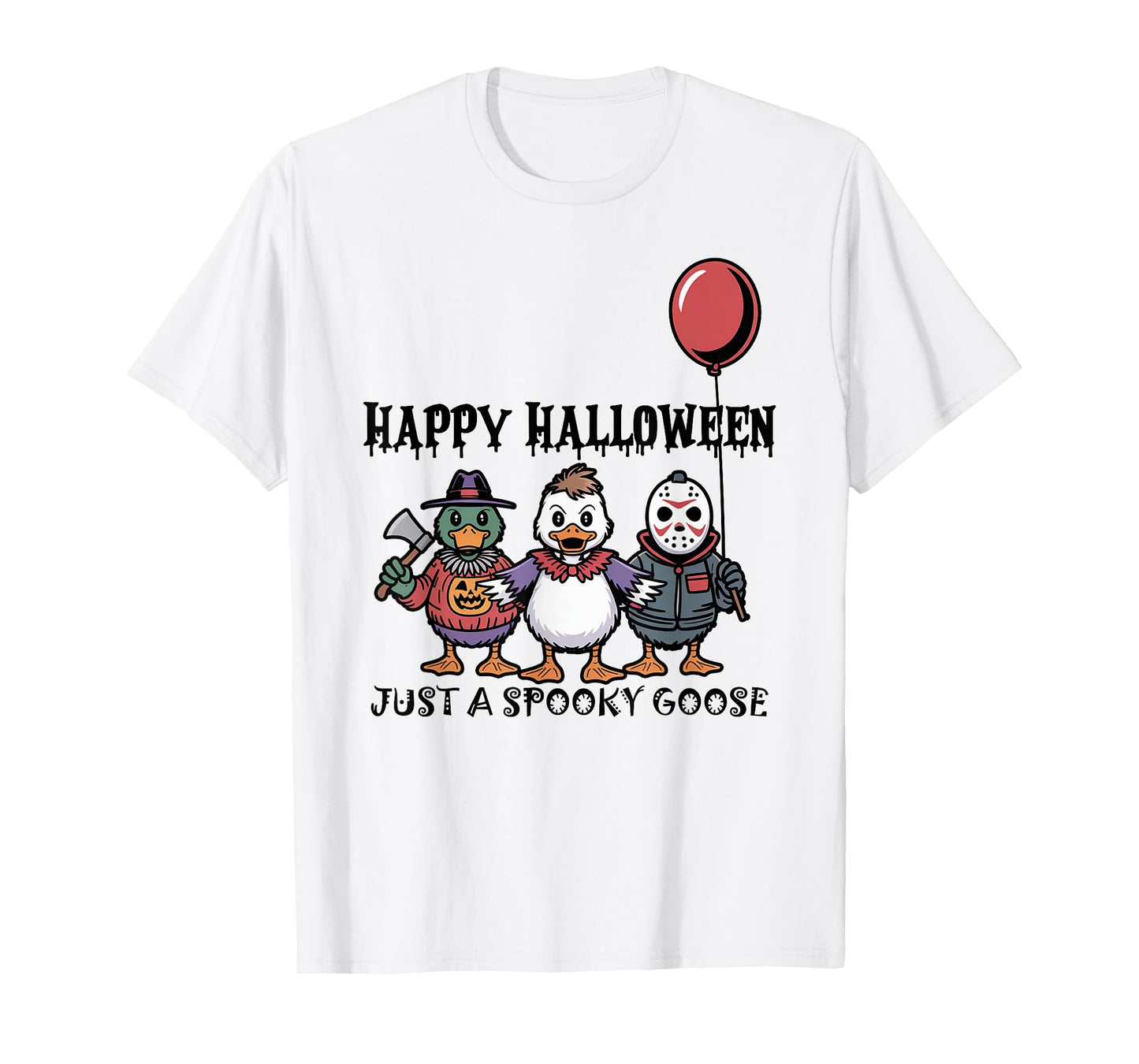Just A Spooky Goose Halloween Ghost Witch Horror Movies T-Shirt