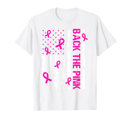 Back The Pink American Flag Breast Cancer Awareness October T-Shirt