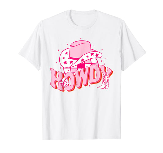 Howdy Southern Western Girl Country Rodeo Pink Cowgirl Disco T-Shirt