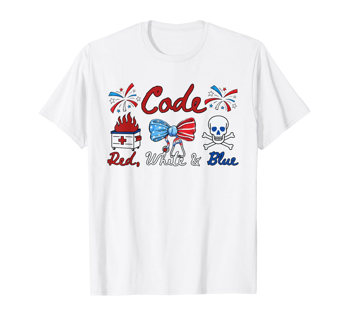 Women Code Red White Blue 4th of July Registered Nurse T-Shirt