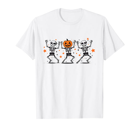 Dancing Halloween Skeleton Pumpkin T-Shirt