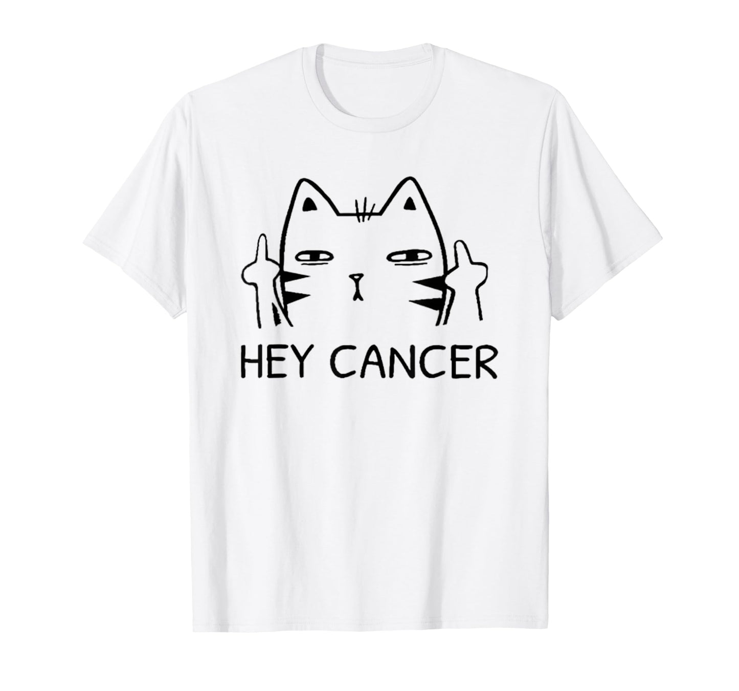 Hey Cancer F Funny Cat Middle Finger T-Shirt