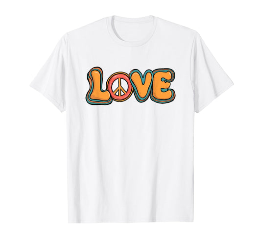 Cute LOVE Retro Hippie Theme 60's 70's Peace Sign LOVE T-Shirt