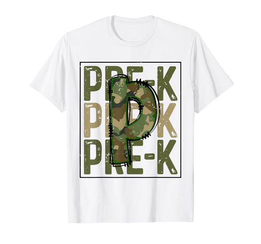 Cute Camo Pre K Back To School Funny Teacher Kid Preschool T-Shirt
