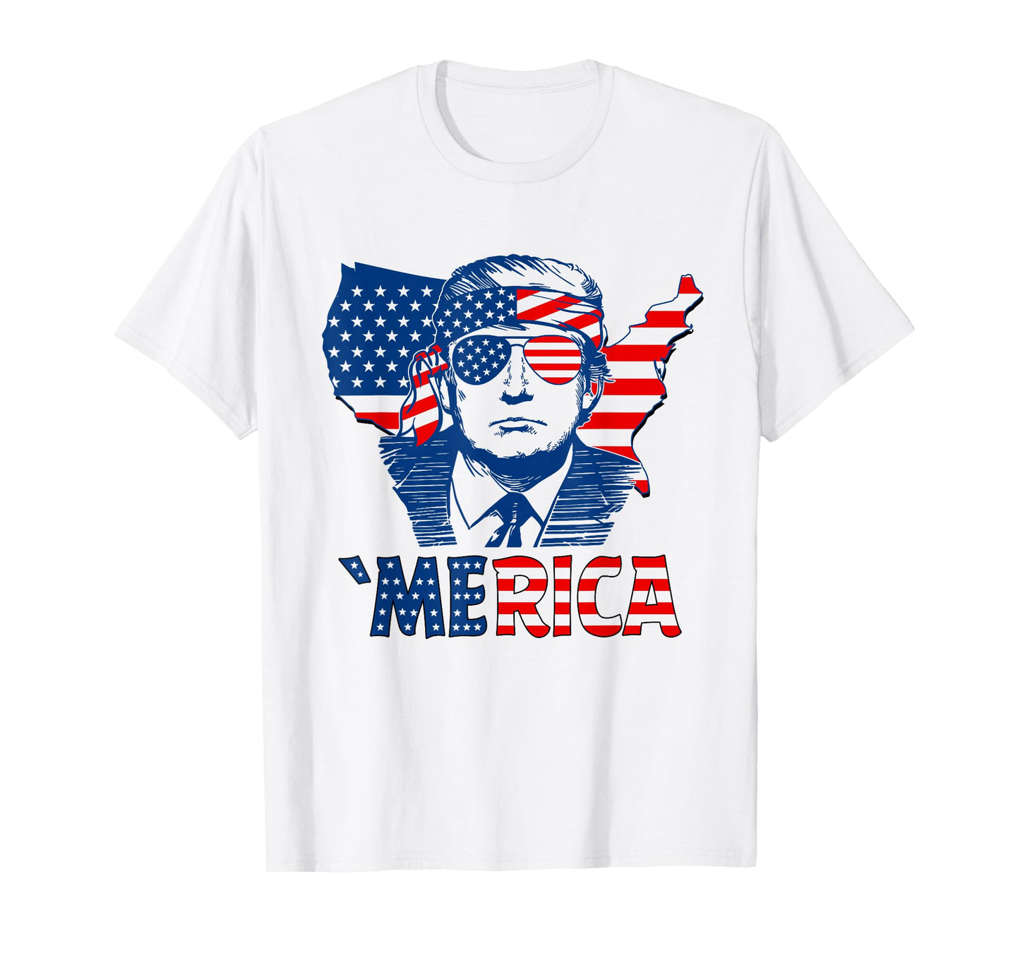 'MERICA TRUMP Happy 4th Of July Trump Patriot American Flag T-Shirt