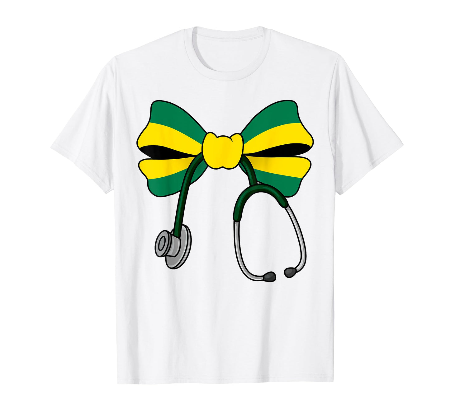 Jamaican Coquette Nurse Bow Jamaica Flag Jamaican Nurse T-Shirt