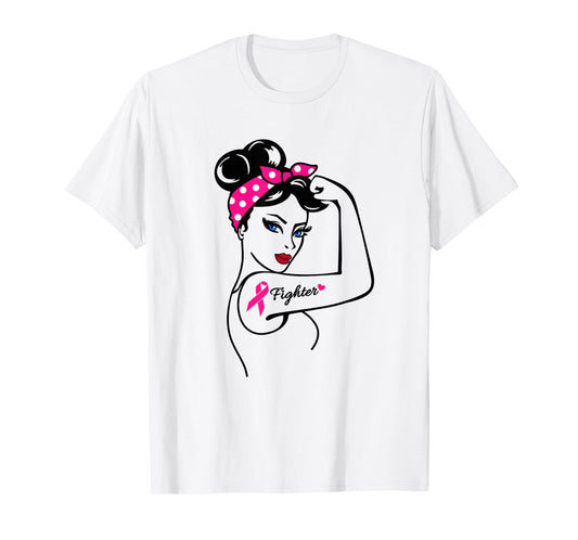 Fighter Rosie The Riveter Breast Cancer Awareness T-Shirt