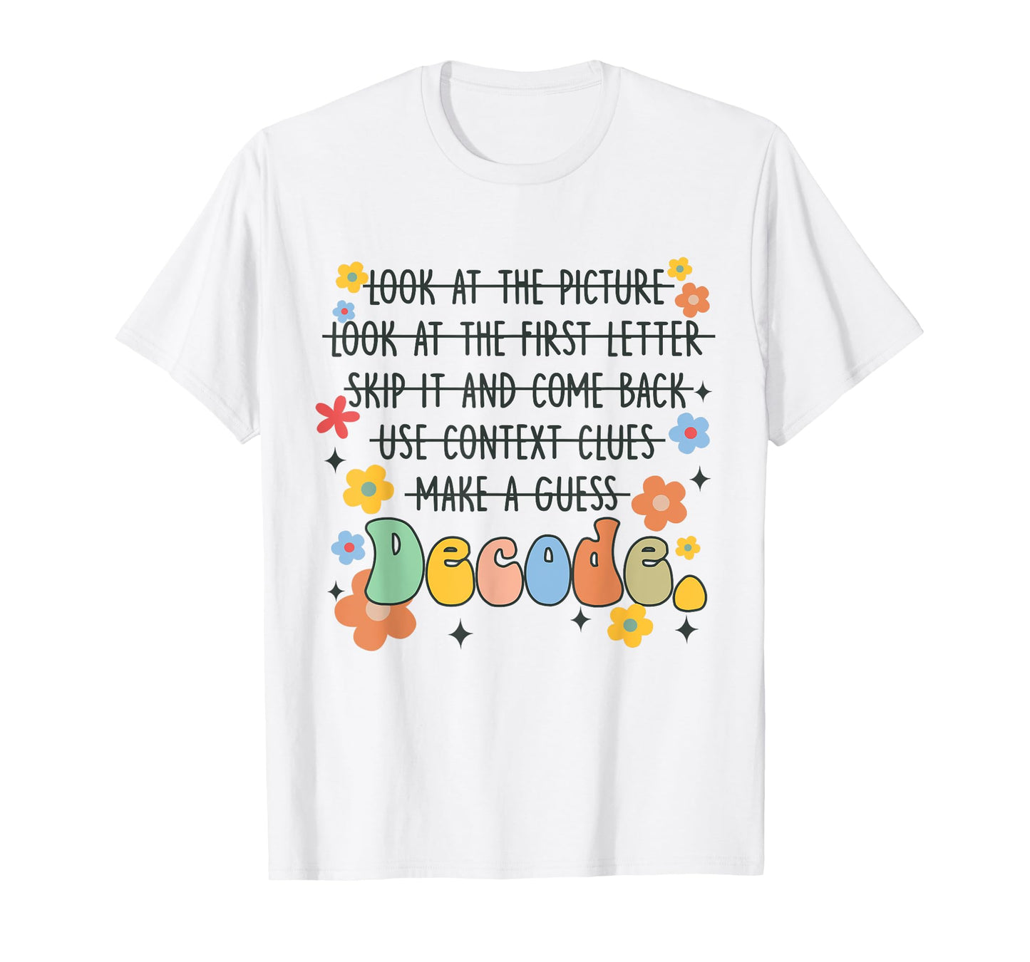 Reading Teacher Science Of Reading Literacy Groovy Decode T-Shirt for Men Women