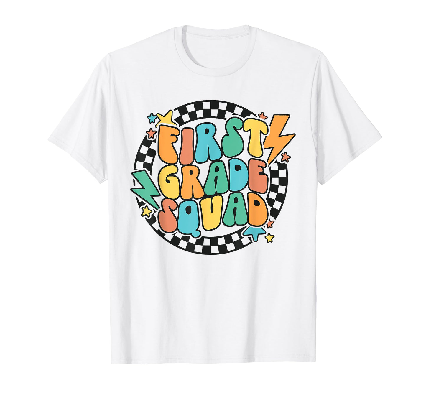 Back To School Groovy Teacher 1st First Grade Crew Squad T-Shirt