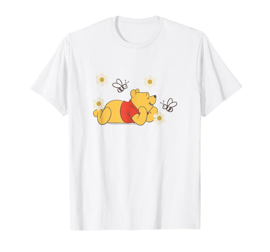 Disney Winnie The Pooh In Nature With Bees Floral Portrait T-Shirt