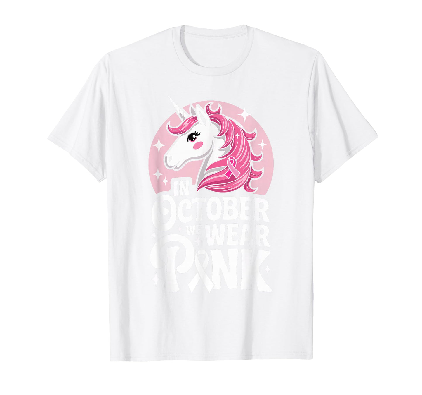 in October We Wear Pink Cute Unicorn Breast Cancer Month T-Shirt