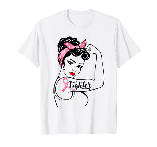 Fighter Rosie The Riveter Breast Cancer Awareness Funny Gift T-Shirt