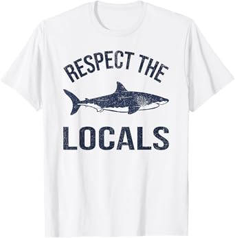 Vintage Respect Locals Ocean Diving Animal Rights Shark T-Shirt