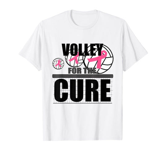 Volleyball Breast Cancer Pink Ribbon Volley for the Cure T-Shirt