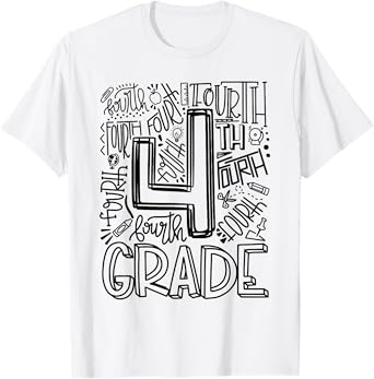 Fourth 4th Grade Typography Back To School T-Shirt