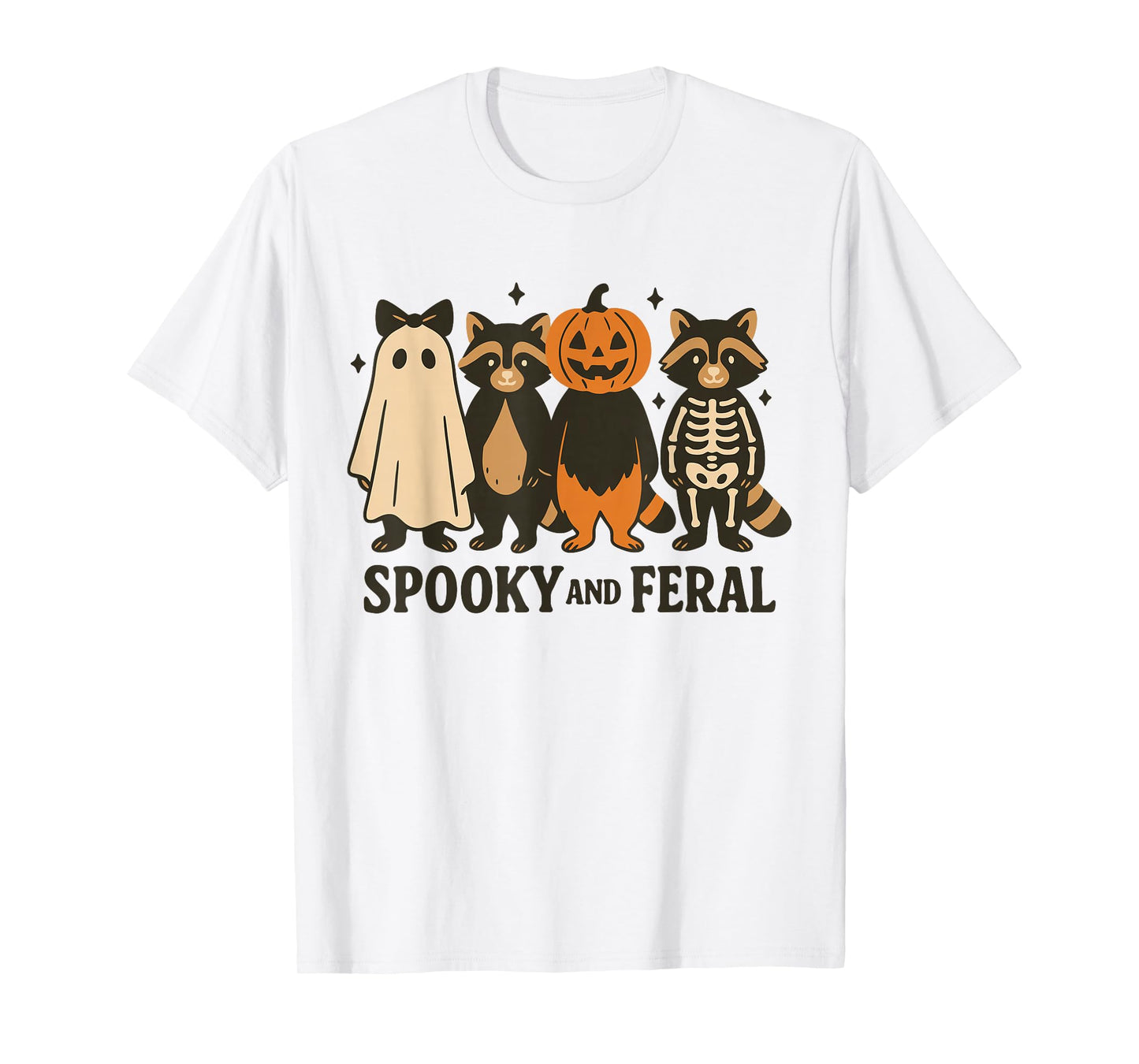 Spooky and Feral Raccoon Halloween Costume Graphic T-Shirt
