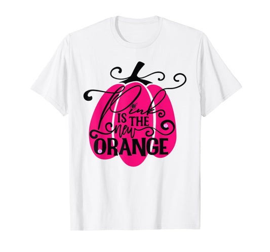 Pink Is The New Orange Pumpkin Breast Cancer Halloween Tee