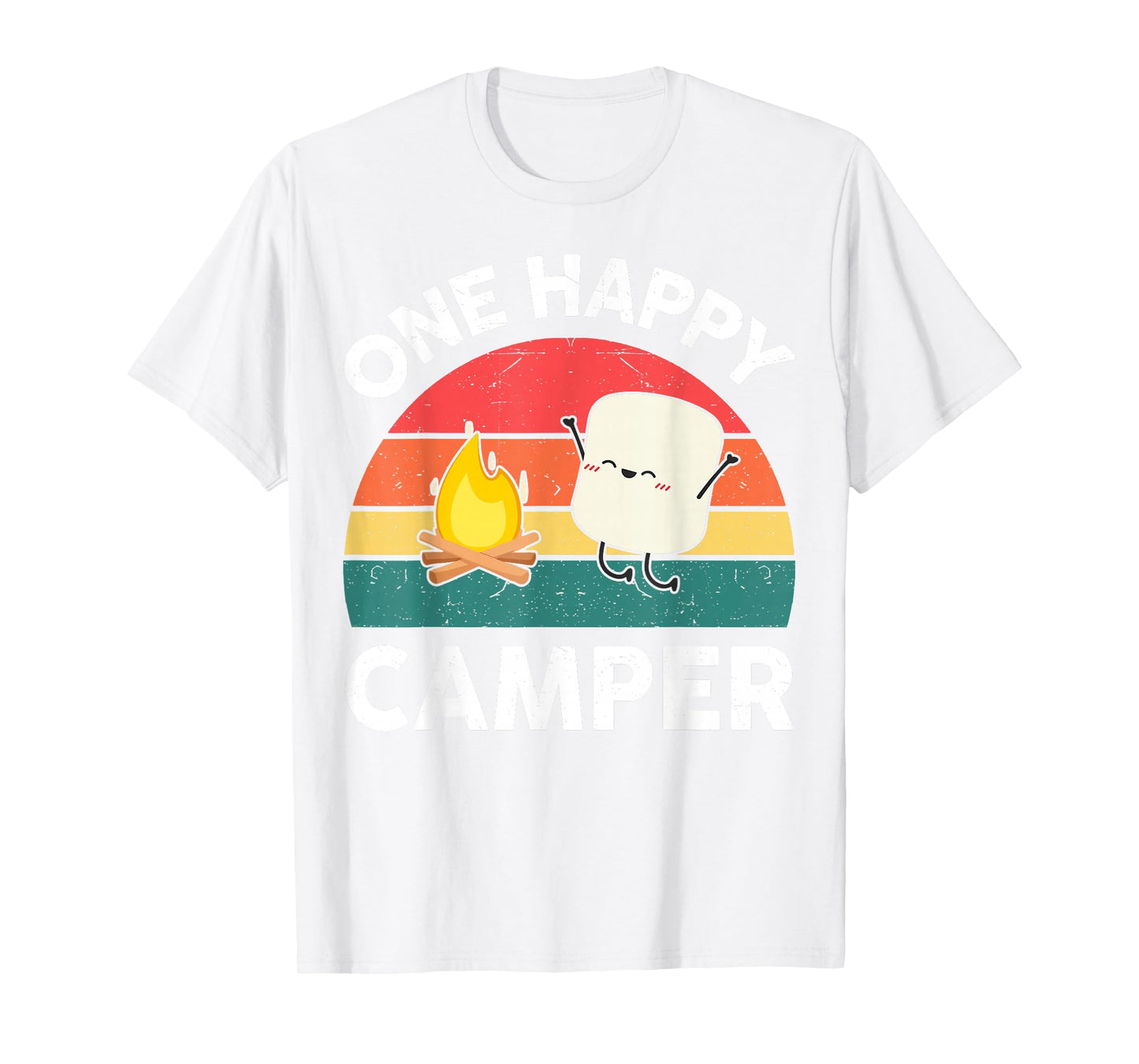 Kids One Happy Camper Toddler Boy Funny Marshmallow Camping T-Shirt