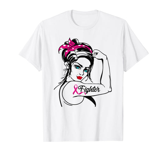Fighter Rosie The Riveter Breast Cancer Awareness T-Shirt