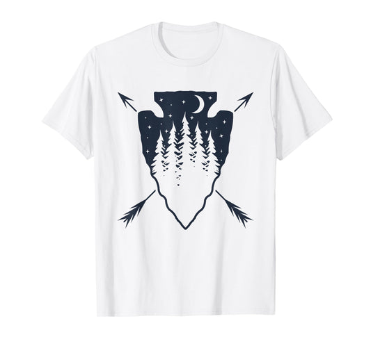 Arrowhead Hunting Pine Tree Moon Scenery Arrowhead Hunter T-Shirt