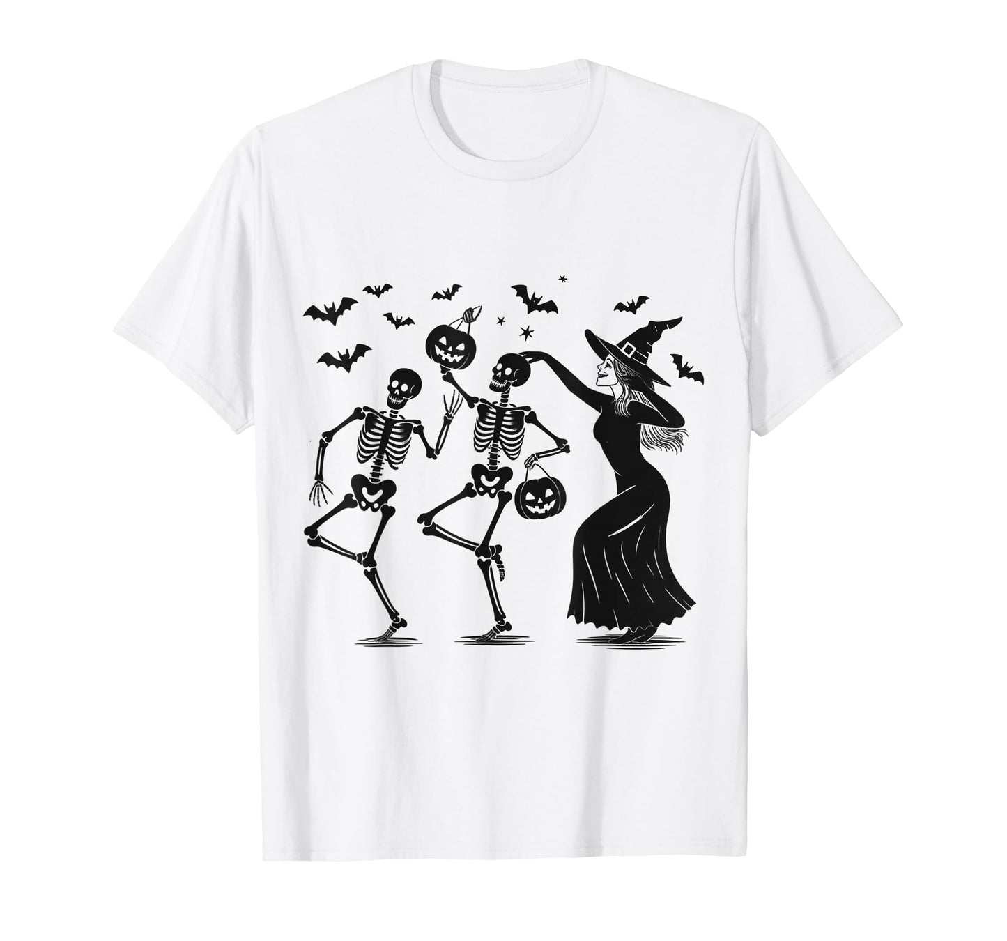 Dancing Skeletons & Witch Halloween Party Design T-Shirt