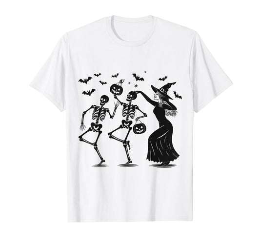 Dancing Skeletons & Witch Halloween Party Design T-Shirt