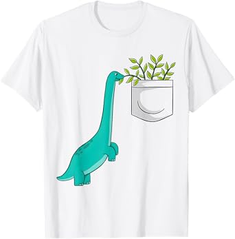 Cute Dinosaur Plants In Pocket Funny Pocket Dinosaur T-Shirt