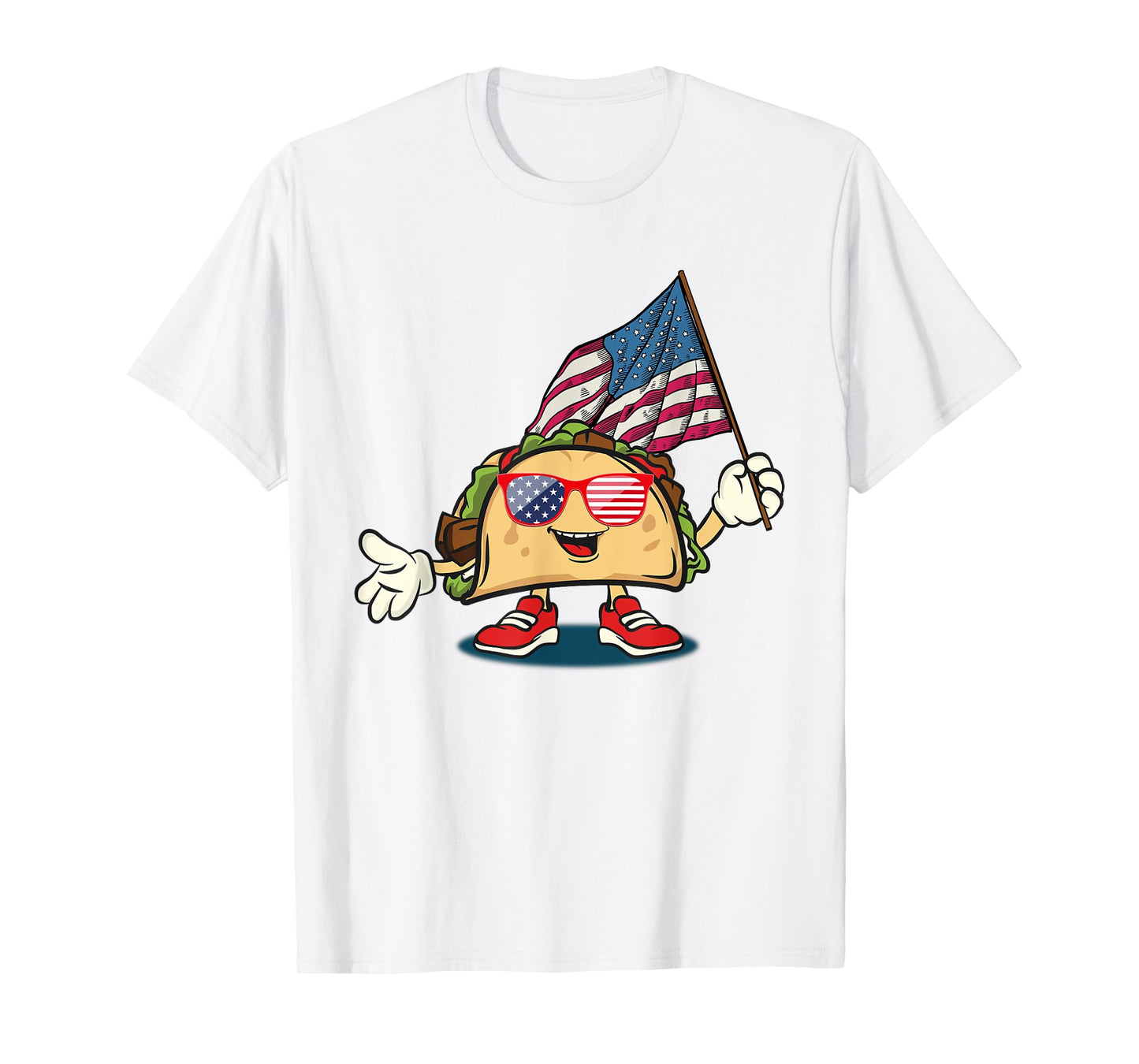 Taco Sunglasses American Flag Funny 4th Of July Patriotic T-Shirt