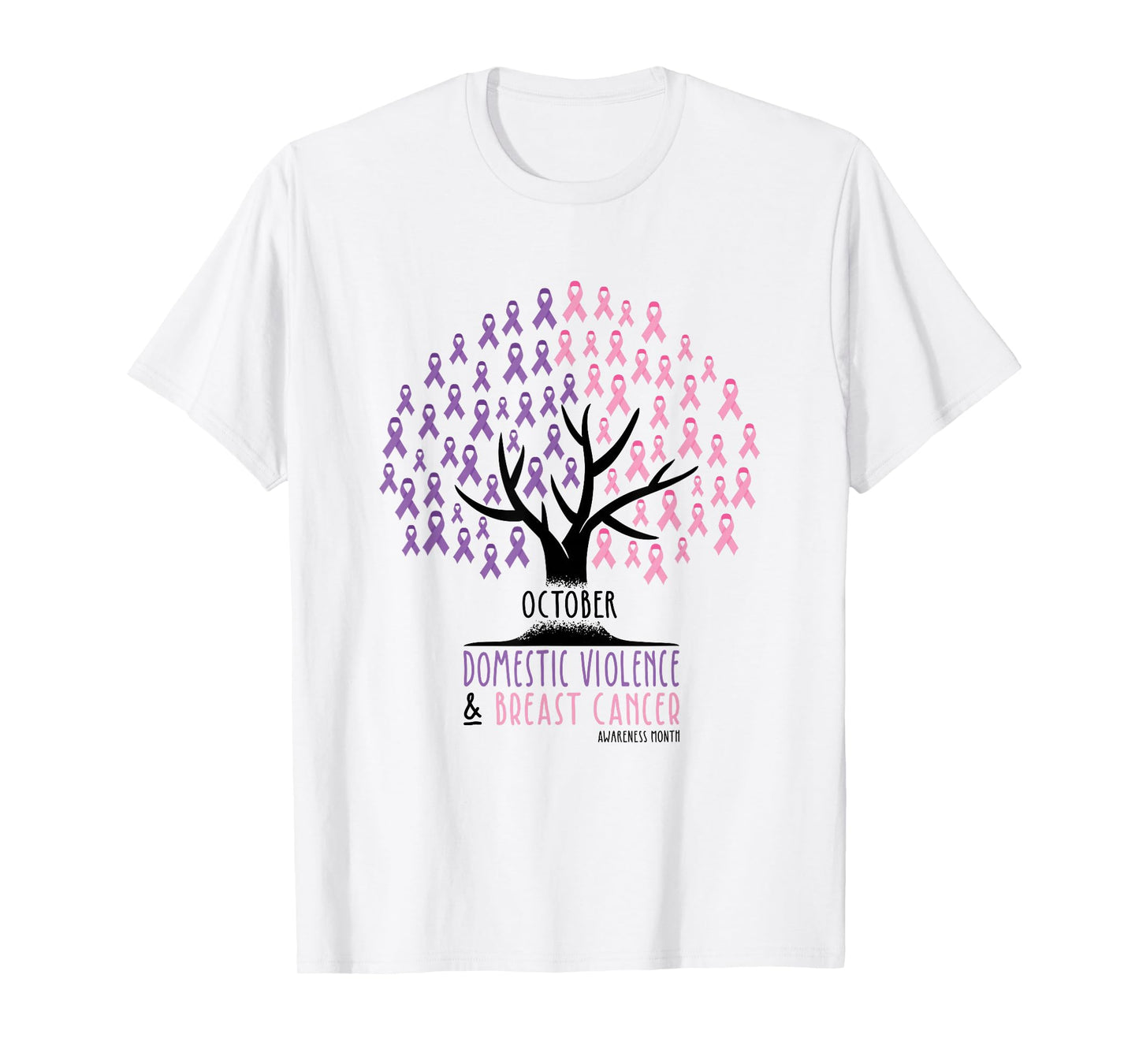 Ribbon Tree, Breast Cancer and Domestic Violence Awareness T-Shirt