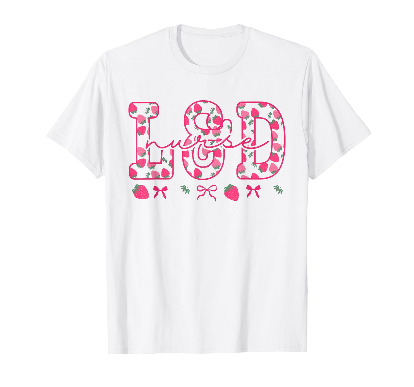 Labor and Delivery Coquette Bow Work L&D Nurse Strawberry T-Shirt