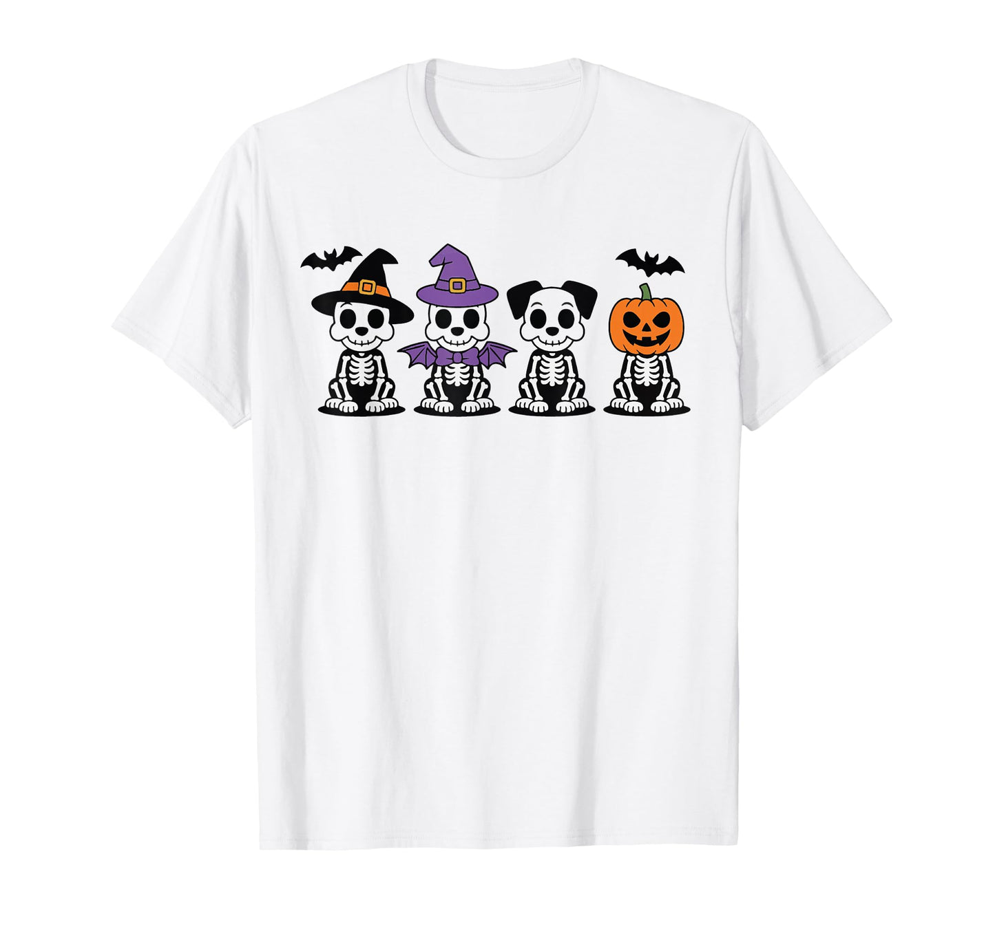 Skeleton Funny Halloween Cute Dressed Dog for Men Women Kids T-Shirt
