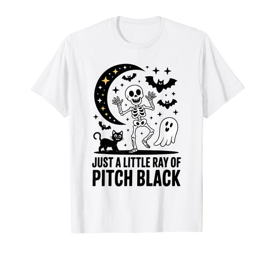 A Little Ray of Pitch Black Funny Halloween Skeleton Ghost T-Shirt