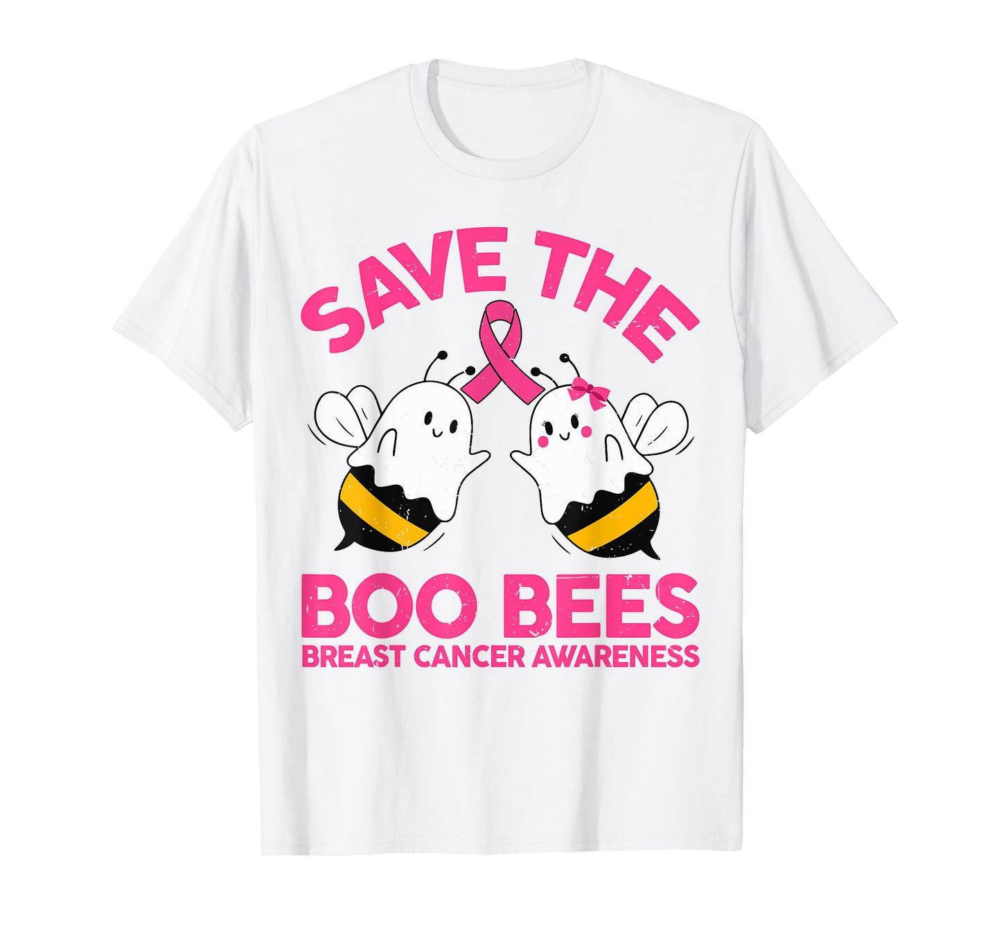 Mom Save The Boobees Breast Cancer Funny Halloween Boo Bees T-Shirt
