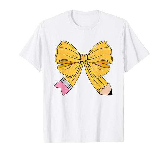 Coquette Pencil Bow Teacher Back To School T-Shirt