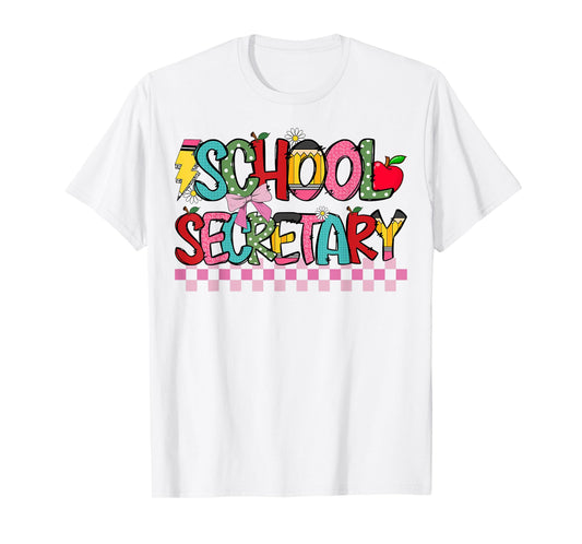 School Secretary Coquette Bow Pencil Cute School Secretary T-Shirt