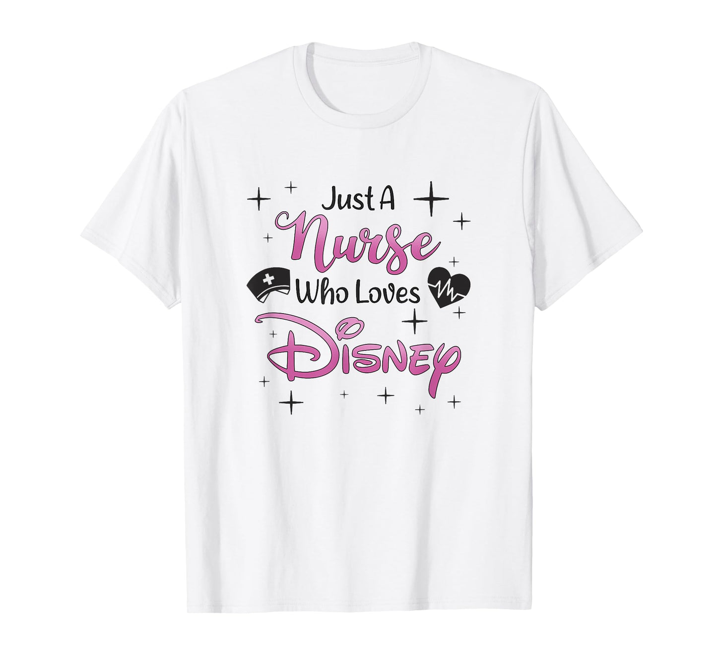 Disney Just A Nurse Who Loves Disney Big Chest Text Logo T-Shirt