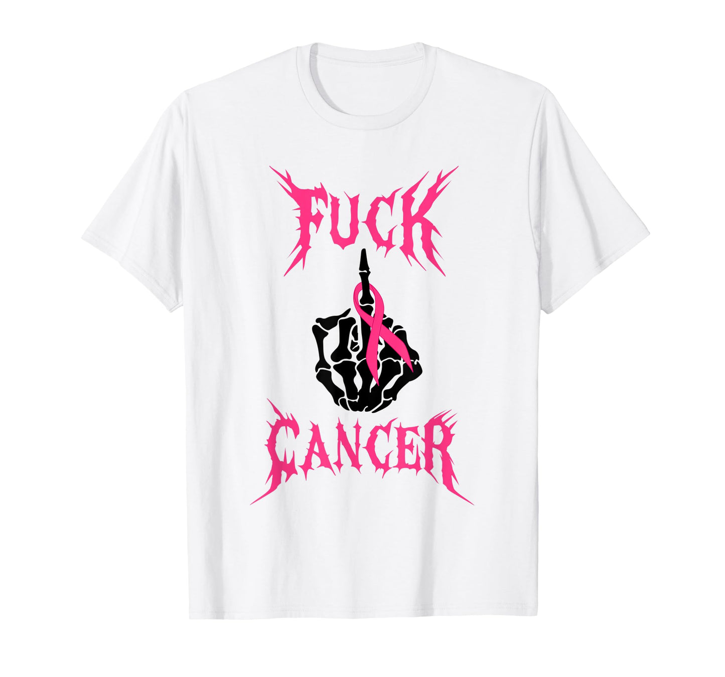 Fuck Cancer Rock Tattoos Warrior Pink Ribbon Breast Cancer T-Shirt