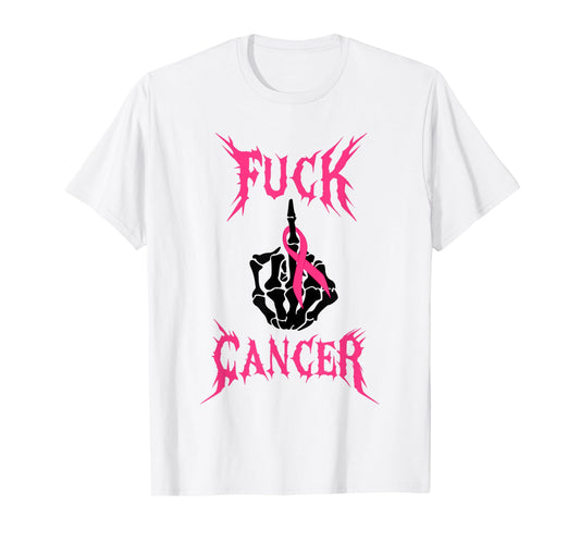 Fuck Cancer Rock Tattoos Warrior Pink Ribbon Breast Cancer T-Shirt