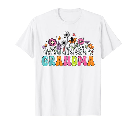 Groovy Wildflower Grandma Floral Grandma Mother's Day T-Shirt