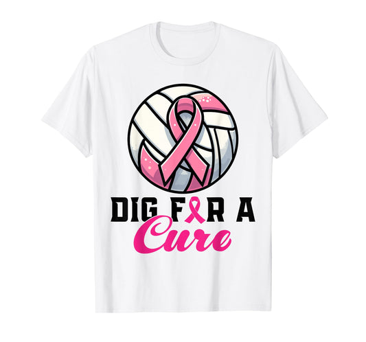Dig For A Cure Breast Cancer Awareness Volleyball Pink T-Shirt