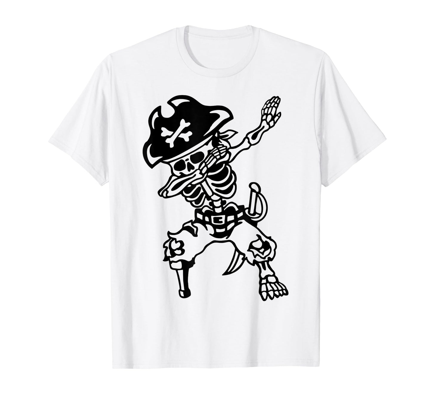 Dabbing Pirate Skeleton Spooky Costume Funny Halloween T-Shirt