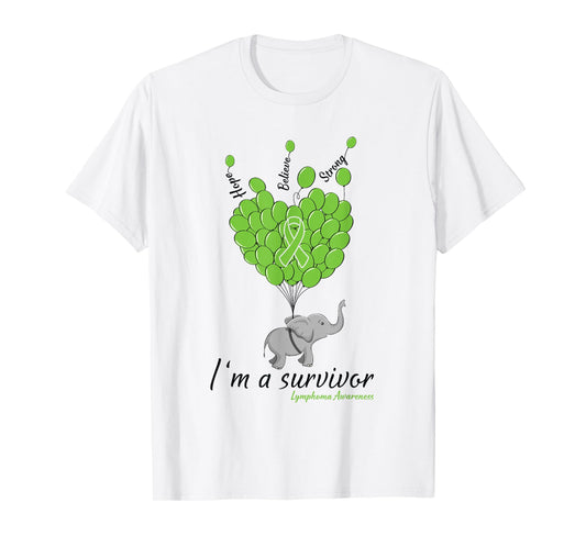 Elephant I'm a Survivor Heart Lymphoma Awareness gift T-Shirt
