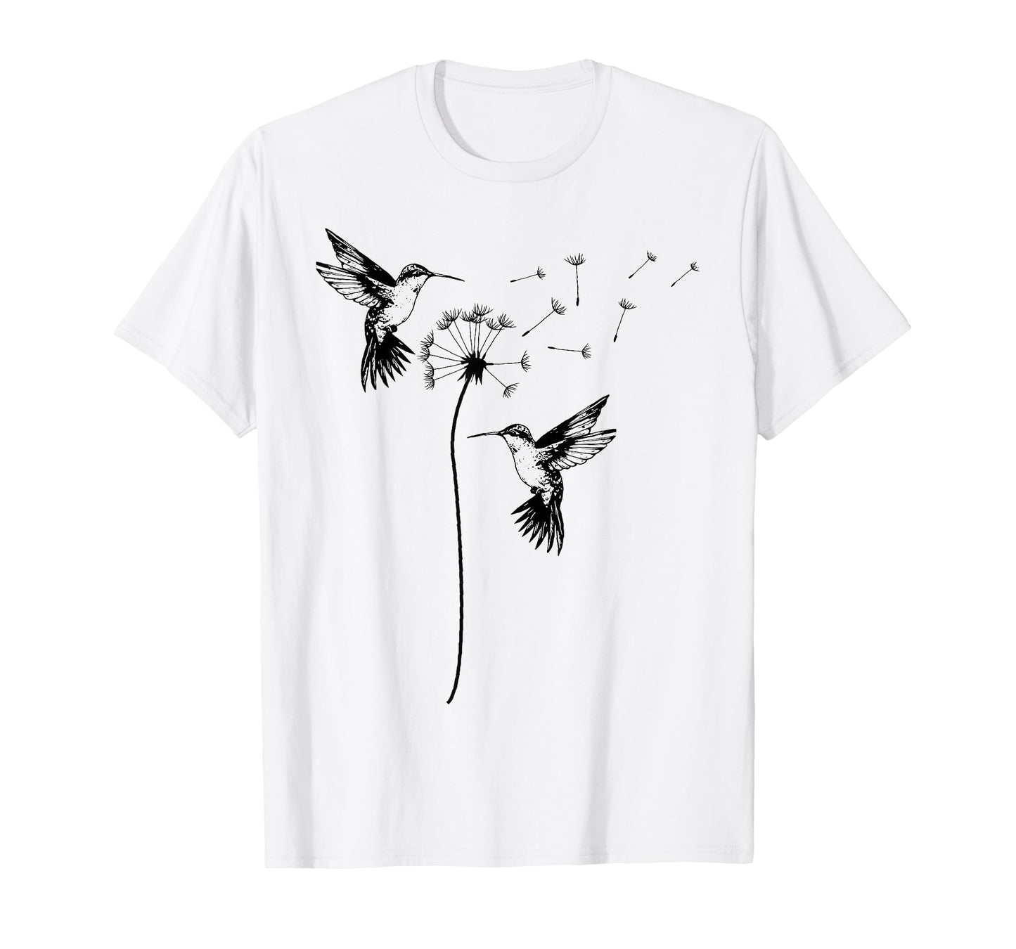 Cute Dandelion Hummingbird Graphic For Nature Lovers Women T-Shirt