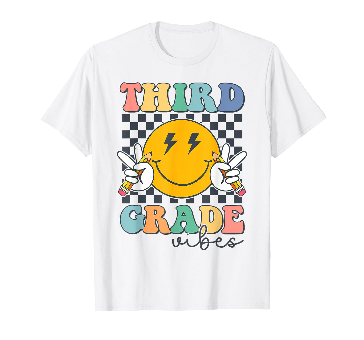Third Grade Vibes Cute Smile Back To School Groovy Teacher T-Shirt