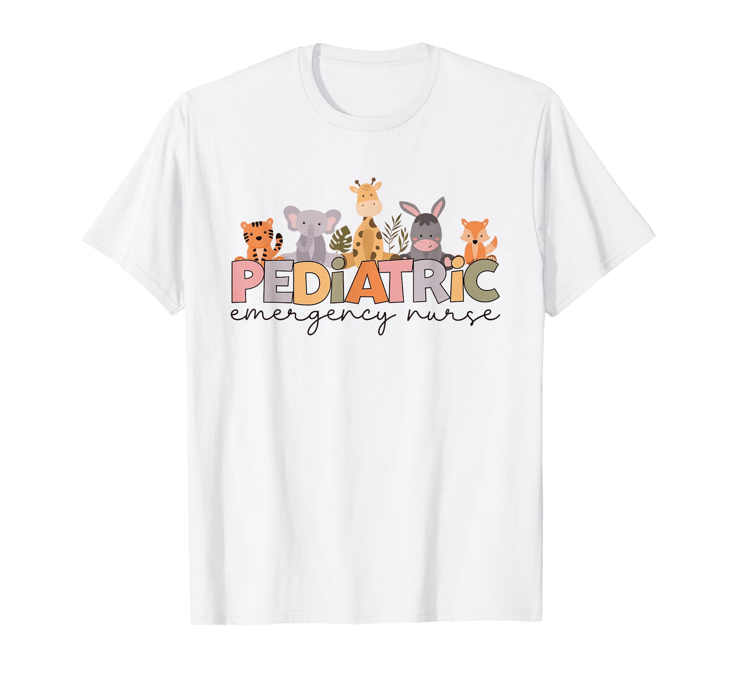 Women Pediatric Emergency Nurse Safari Animals Peds ER Nurse T-Shirt